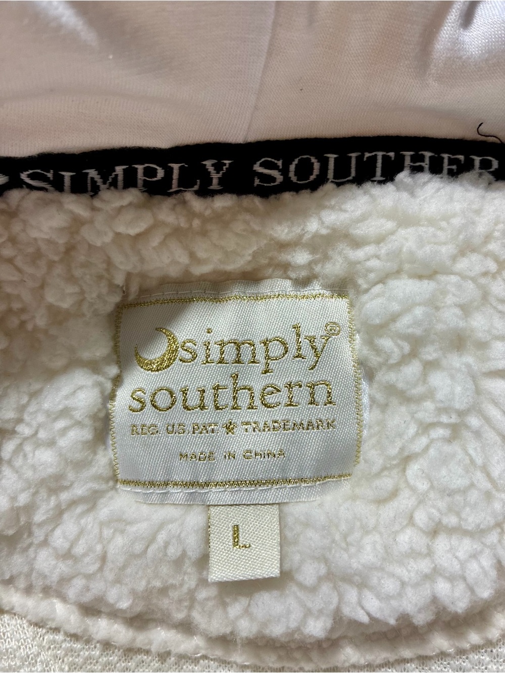Simply Southern Cream Sherpa Hoodie Pullover Size Large - Picture 4 of 4